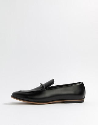 ASOS DESIGN loafers in black faux leather with snaffle