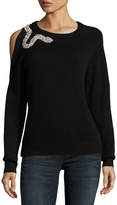 Thumbnail for your product : BA&SH Ossie Crewneck Cold-Shoulder Wool Sweater w/ Embellishment