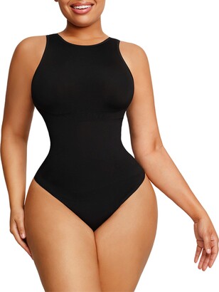 SHAPERX Women's Square Neck Bodysuit Fit Everybody No Compression