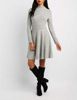 Thumbnail for your product : Charlotte Russe Waffle Knit Mock Neck Skater Sweater Dress