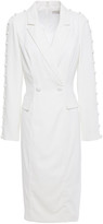 Thumbnail for your product : Badgley Mischka Wrap-effect Button-detailed Cady Tuxedo Dress