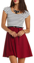 Thumbnail for your product : Charlotte Russe Stripes & Solids Belted Skater Dress