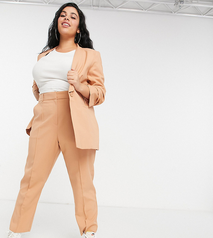 blush trouser suit