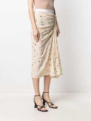 No.21 Ruched Floral-Print Skirt