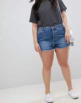 Thumbnail for your product : ASOS Curve DESIGN Curve denim short with raw hem in vintage blue
