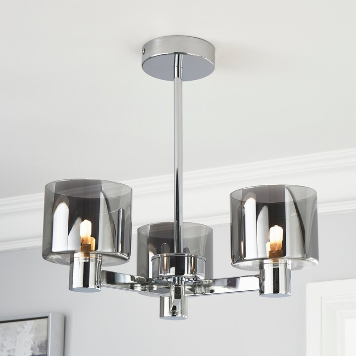 Dunelm Erin Ceiling 3 Light Smoked Ceiling Fitting Silver ShopStyle