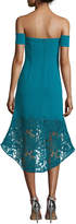 Thumbnail for your product : Sachin + Babi Indure Off-the-Shoulder Lace-Hem Sheath Cocktail Dress