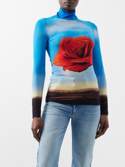 Rabanne Meditative Rose-print Jersey Top ShopStyle