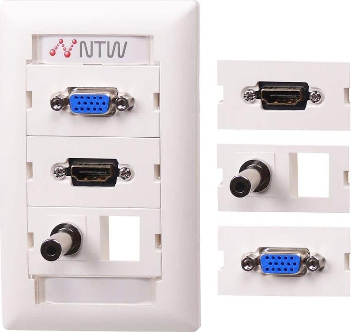 NTW White 1-Gang Audio/Video Wall Plate (1-Pack)