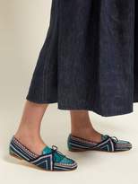 Thumbnail for your product : Gabriela Hearst Hays Crocodile-effect Leather Loafers - Womens - Blue Multi