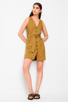 French Connection Yester Linen Button Front Sleeveless Dress