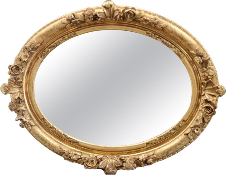 1stDibs Piedmontese Oval Mirror In Carved And Gilded Wood, Louis Xvi Period