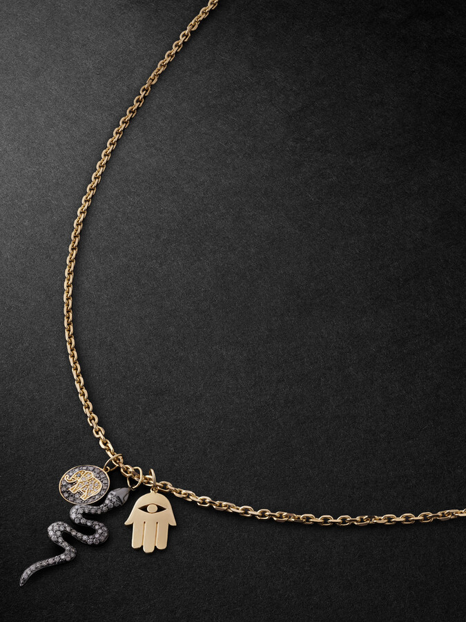 Sydney Evan Elephant Small Gold, Silver and Diamond Necklace