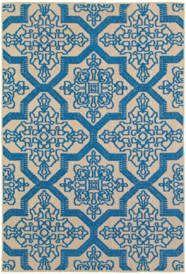 Laub Oriental Sand/Blue Indoor / Outdoor Area Rug