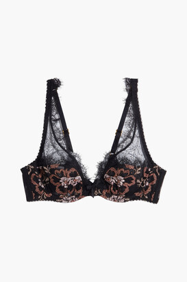Carli metallic embroidered Leavers lace underwired bra