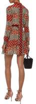 Thumbnail for your product : RED Valentino Pleated Printed Silk-blend Chiffon Mini Dress