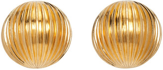 Saint Laurent Gold Round Pleated Earrings