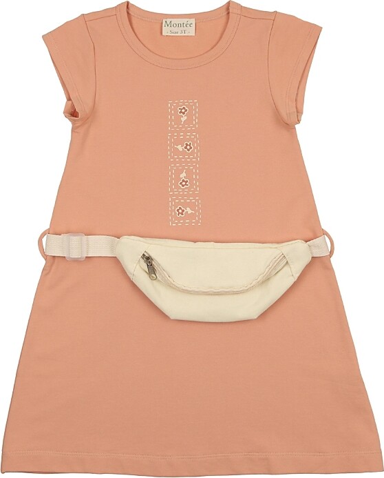 Manière Girls' Boxy Belt Bag Short Sleeve Dress - Little Kid