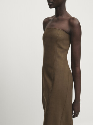 Massimo Dutti Strapless Dress - Studio - ShopStyle