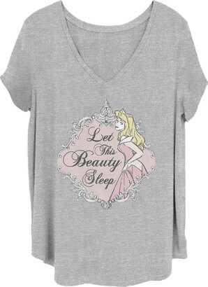 Disney Women's Princesses Let This Beauty Sleep Junior's Plus Short Sleeve Tee Shirt