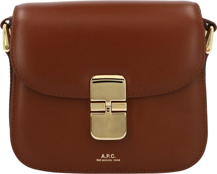 Grace Mini Leather Shoulder Bag in Brown - A P C