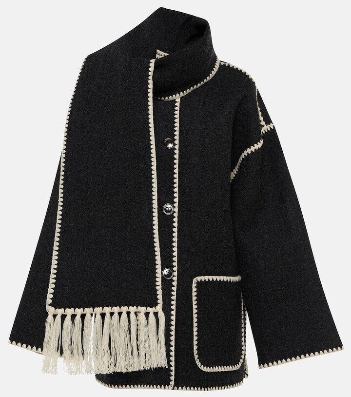 Totême Embroidered wool-blend scarf jacket