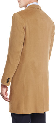 Neiman Marcus Classic Cashmere Single-Breasted Topcoat, Camel