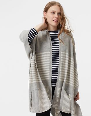 Joules Womens Patti Knitted Cardigan with Poncho Style in Grey Stripe