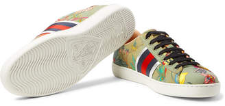 Gucci Ace Leather-Trimmed Printed Canvas Sneakers