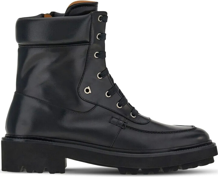 Lace-Up Leather Combat Boots