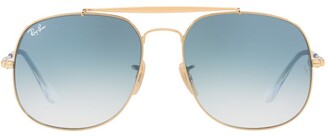 Ray-Ban RB3561 The General Square Sunglasses, Gold/Blue Gradient