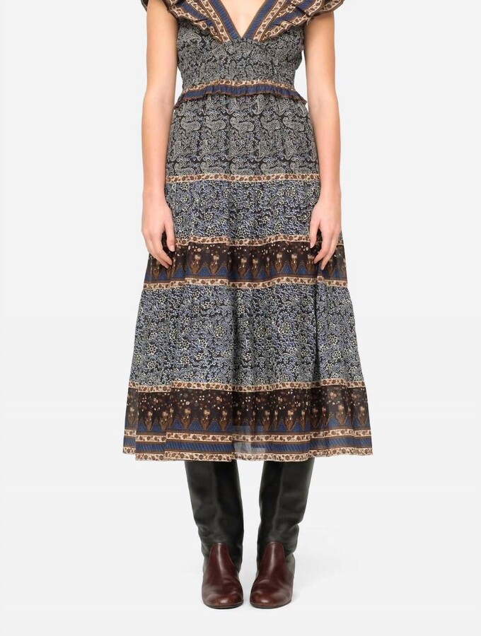 Sea Ivette Flutter Sleeve Smocked Midi Dress In Black