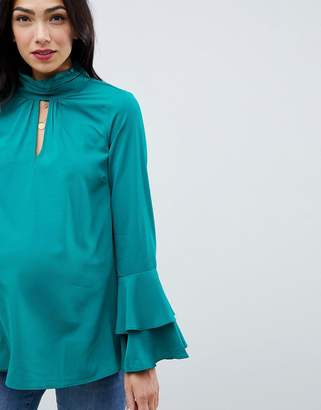 ASOS Maternity Cut Out Neck Flared Sleeve Blouse