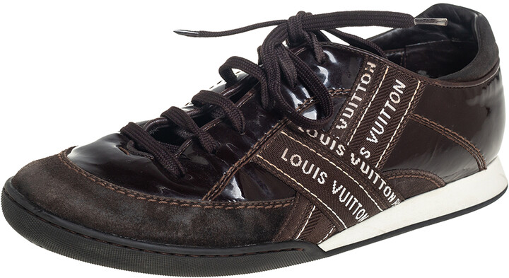 Louis Vuitton Black/Silver Patent Leather And Leather Low Top Lace