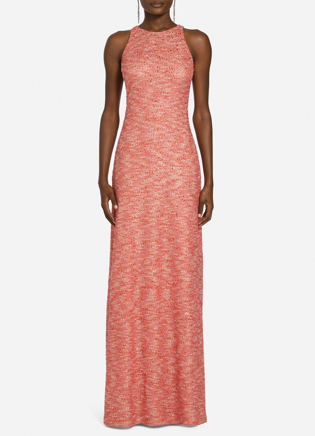 St. John Beaded Confetti Tweed Halter Neck Gown ShopStyle Evening Dresses