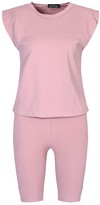 Thumbnail for your product : boohoo Petite Shoulder Pad T-Shirt and Cycle Short Set