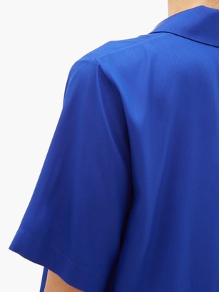 Rochas Notch-collar Silk-poplin Shirt - Blue