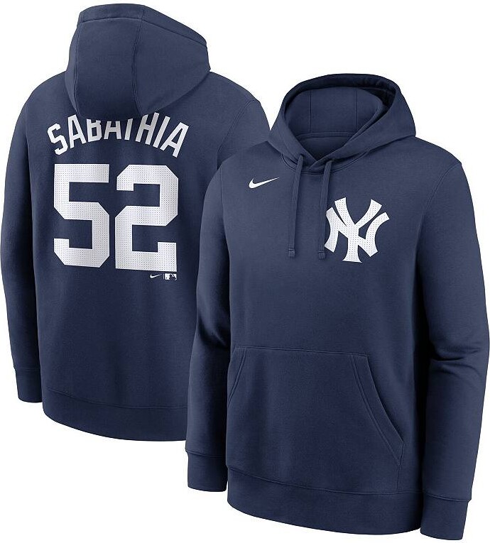 Men's Nike CC Sabathia Navy New York Yankees Retired Player Name & Number Club Pullover Hoodie