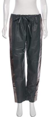 Les Chiffoniers Leather Mid-Rise Straight Pants Grey Leather Mid-Rise Straight Pants