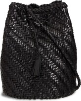 Thumbnail for your product : DRAGON DIFFUSION Pompom Doublej woven leather basket bag