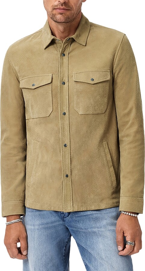 John Varvatos Jonah Herringbone Suede Shirt