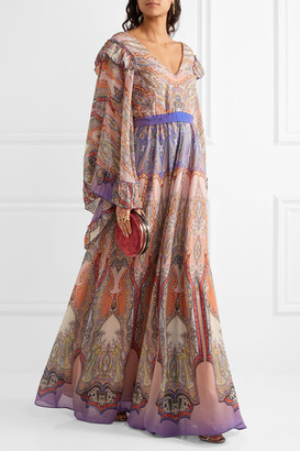 Etro Ruffled Printed Silk-georgette Gown - Blush
