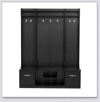 5-in-1 Entryway Bench with Coat Rack, 7 Sturdy Hooks, 2 Spacious Drawers and Adjustable Shelves, 58.8'' Wide Hall Tree for Organized Living