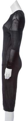 ADEAM Semi-Sheer Long Sleeve Dress Black Semi-Sheer Long Sleeve Dress