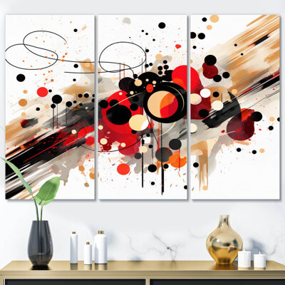 Wrought Studio Red Black Abstract Symphony I - Abstract Shapes Metal Art Print Set