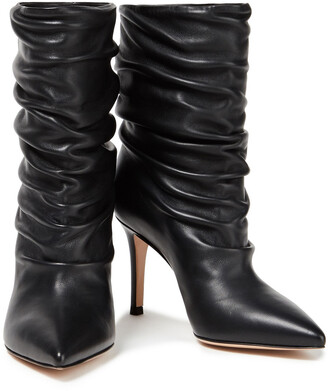 Gianvito Rossi Cecile Ruched Leather Ankle Boots