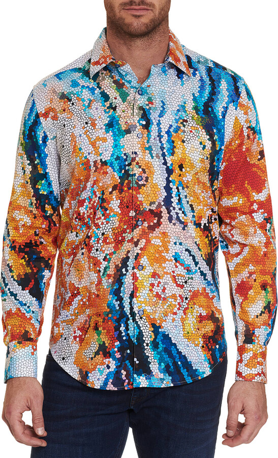 NEW Robert Graham AMBERWOOD Paisley Lace Fall Leaves Classic Fit Sports Shirt 