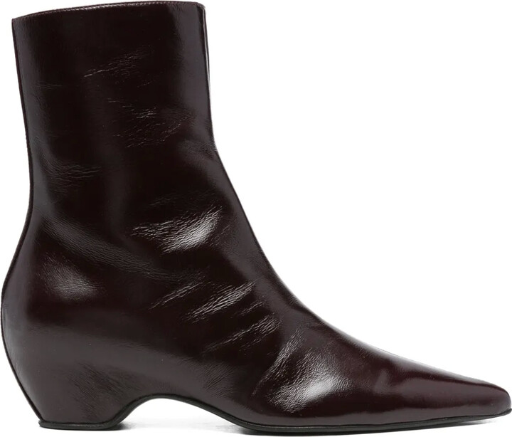 KHAITE 30mm Sybil leather ankle boots