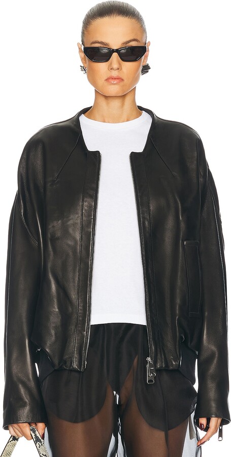 KHAITE Hewit Leather Jacket in Black