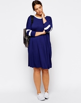 Thumbnail for your product : ASOS CURVE Exclusive T-Shirt Dress With Stripe Detail